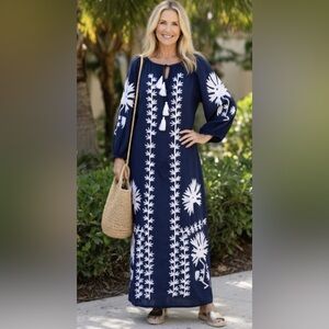 Debbie Katz Cotton Maxi Embroidered Sun Dress NWT